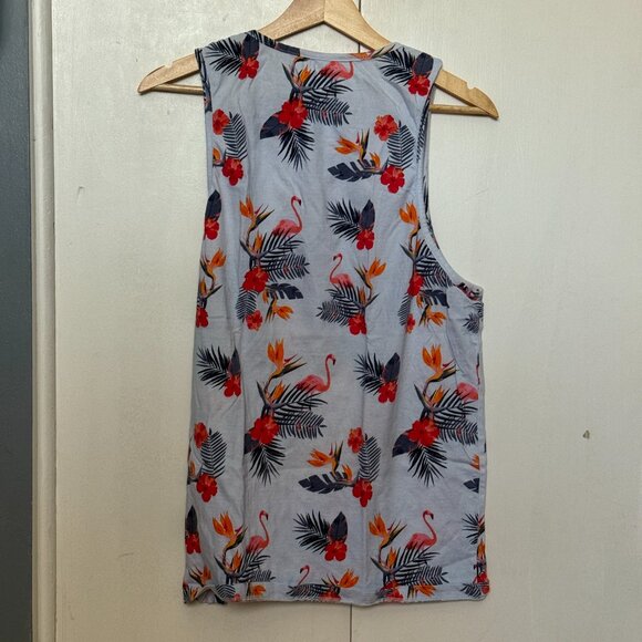 Le 31 (Simons), Flamingo Leaves Pattern, Light Blue + Pink/Red - Picture 2 of 3